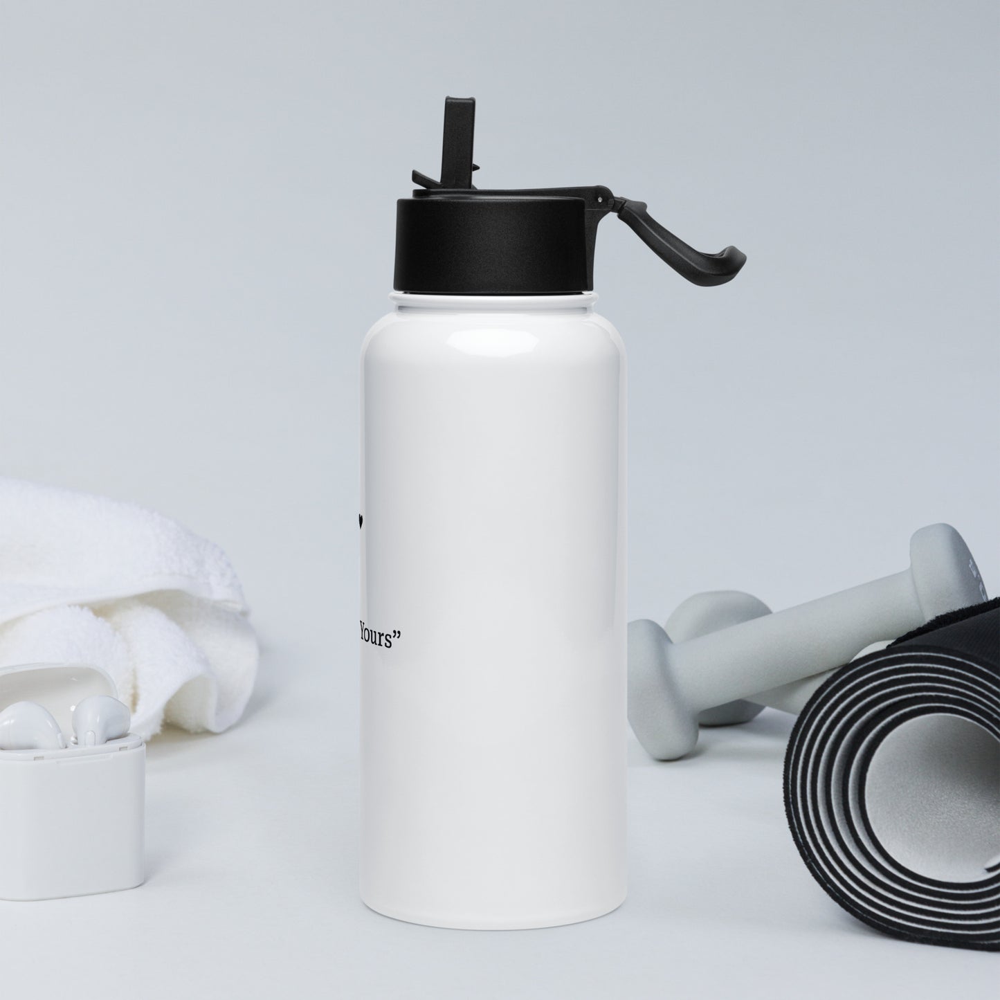 Stainless steel water bottle with a straw lid